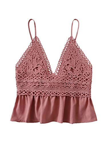 SheIn Women's Summer Printed Ruffle Hem Blouse Cami Sleeveless Peplum Top