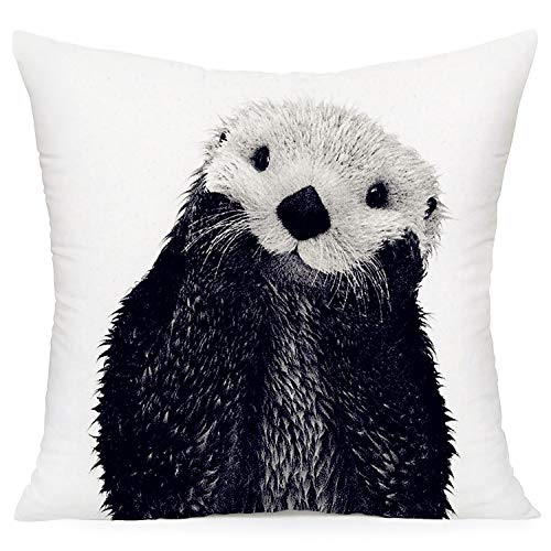 Smilyard Otter Throw Pillow Covers Super Soft Decorative Pillow Covers Animal Cushion Cover for Home Sofa Bedroom Decor 18X18 Inch (Black Otter)
