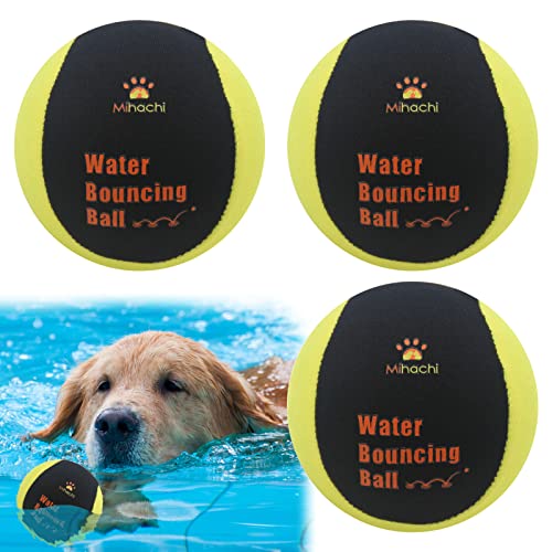 Mihachi Water Toys for Dogs, Bouncing Chew Tennis Balls Floating Toy, Bouncier, Buoyant in Pool or Lake Fun for Small to Medium Dogs