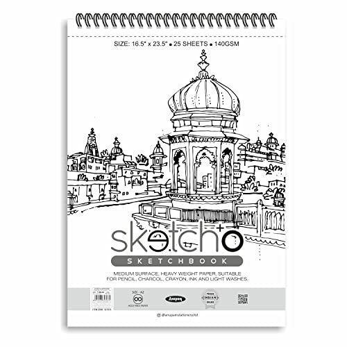 Anupam Oxford Sketch Pad - 50 Sheets, 125GSM (A2 Size) by Anmol Art & Frames
