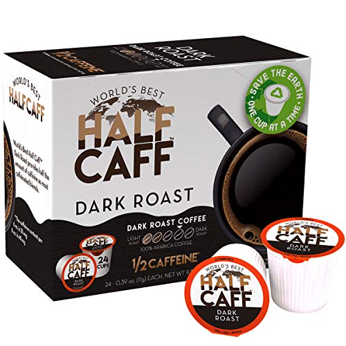 Book Cover World's Best Half Caff, Dark Roast Blend 24ct. Recyclable Single Serve Coffee Pods - Richly satisfying arabica beans California Roasted, k-cup compatible including 2.0