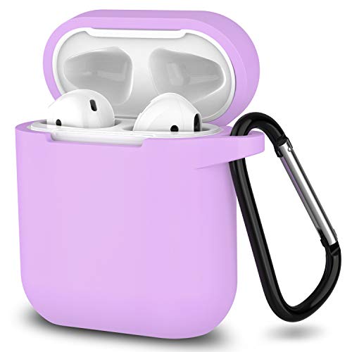 Book Cover AirPods Case, SATLITOG Protective Silicone Cover Compatible with Apple AirPods 2 and 1(Light Purple)