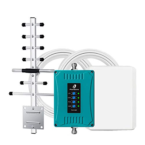 Phonetone Cell Phone Signal Booster for Home Use - Cellular Repeater Kit Boosts All Carriers Verizon AT&T T-Mobile Voice and Data Up to 4,500Sq Ft | Support Multi Devices | FCC Approved
