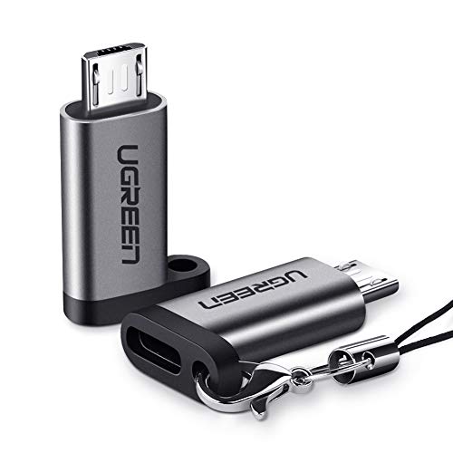UGREEN USB C to Micro USB Adapter 2 Pack Type C Female to Micro B Male Charger Connector Compatible for Samsung Galaxy S7 Edge S6 S4, LG Nexus 5 4, Motorola Moto G6 Play Smartphone, Tablet, Grey