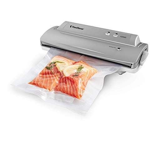FoodSaver V2244 Vacuum Sealer Machine for Food Preservation with Bags and Rolls Starter Kit | Number 1 Vacuum Sealer System | Compact and Easy Clean | UL Safety Certified | Silver