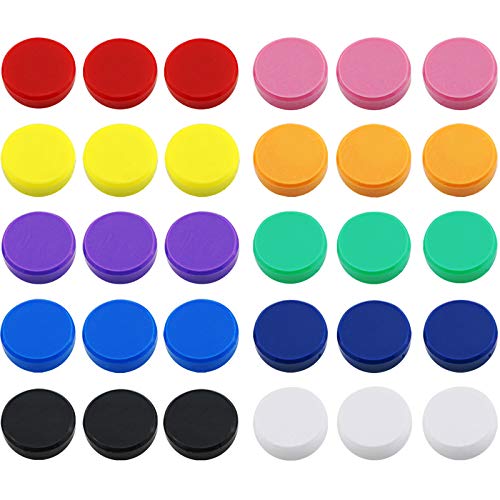 DLOnline 30 Pcs Office Supplies Magnets,Round Refrigerator Magnets,Whiteboards, Lockers, or Fridge Magnets (Assorted 10 Colors)