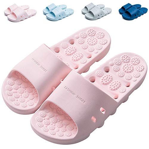 Book Cover Massage Shower Slippers with Drainage Holes Quick Dry Sandal Bathroom Slippers Gym Slippers Sole House Slippers for Men and Women
