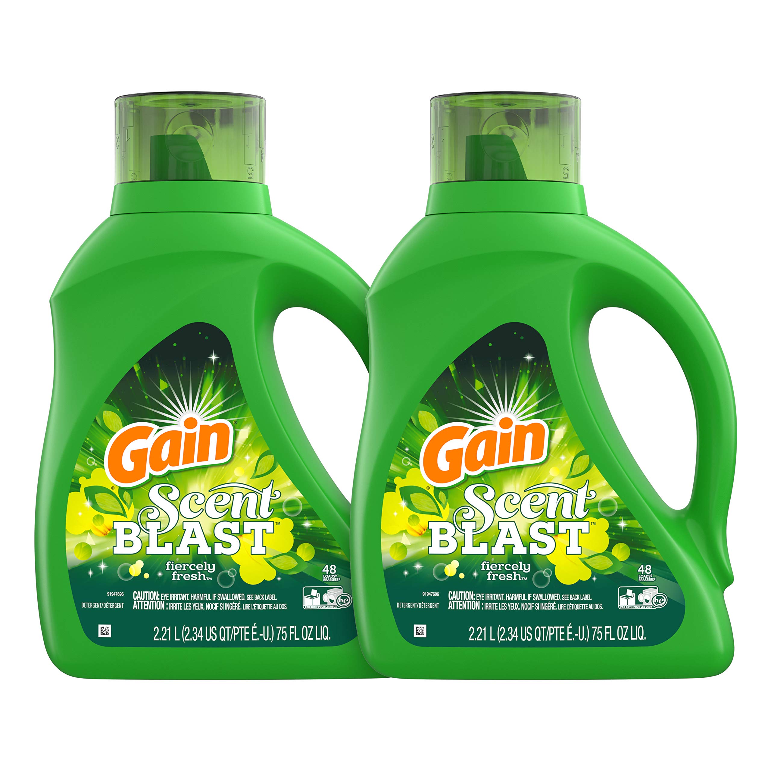 Book Cover Gain Scent Blast Liquid Laundry Detergent, Fiercely Fresh, 75 Fl Oz, Pack of 2