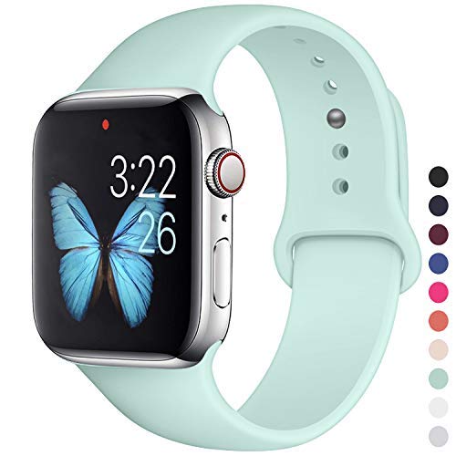 YOUKEX Compatible with Apple Watch Band 38mm 42mm 40mm 44mm Silicone Sport Straps Replacement for iWatch Series 1 2 3 4 (Turquoise, 38mm/40mm S/M)