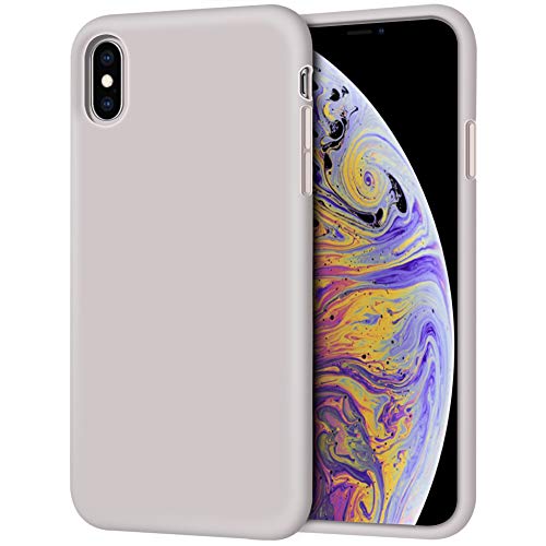 Anuck iPhone Xs Max Case, Soft Silicone Gel Rubber Bumper Case Anti-Scratch Microfiber Lining Hard Shell Shockproof Full-Body Protective Case Cover for Apple iPhone Xs Max 6.5" 2018 - Lavender Gray