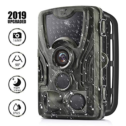 Trail Game Camera 16MP 1080P Full HD Hunting Scouting Camera 36pcs IR LEDs 0.3s Tigger Time 120°Detecting Range IP65 Waterproof Motion Activated Night Vision for Wildlife Monitoring Home Security