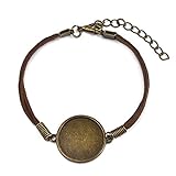 Braided Leather Bracelet with Blank Cabochon Bezel Tray Jewelry Making Kit Adjustable Rope Wristband Fit 0.78" 20Pcs