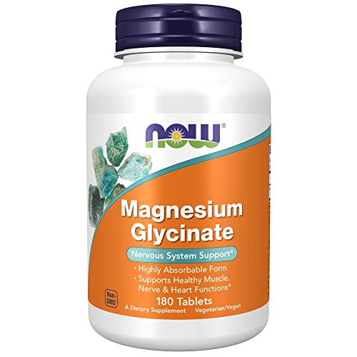 Book Cover NOW Supplements, Magnesium Glycinate 100 mg, Highly Absorbable Form, 180 Tablets