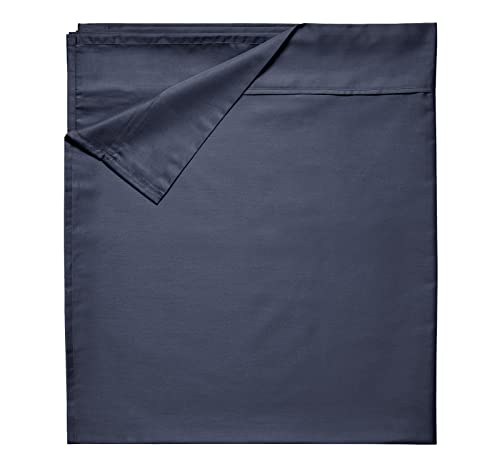 Book Cover Twin Size Flat Sheet, Soft 100% Cotton Sheet, 400 Thread Count Sateen, Cooling & Breathable Bed Sheets, Indigo Navy Blue Top Sheet, Twin Sheets, Single Twin Flat Sheet Only (Indigo Navy Blue)
