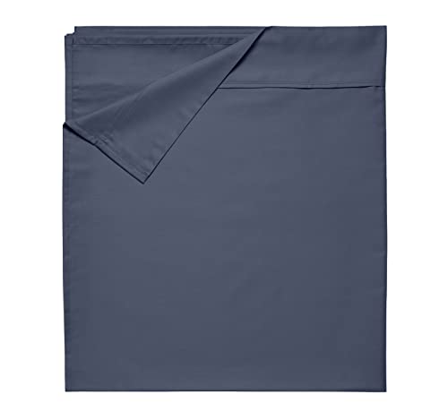 Book Cover King Size Flat Sheet, Soft 100% Cotton Sheet, 400 Thread Count Sateen, Cooling & Breathable Bed Sheets, Blue Flat Sheet, King Sheets, Top Sheets, Single King Flat Sheet Only (Indigo Navy Blue)