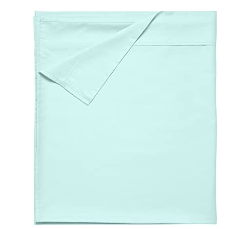 Book Cover Soft Flat Top Sheet King Size Durable, 100% Cotton Sheet, 400 Thread Count Sateen, Smooth & Breathable Top Sheet Only (Seafoam)
