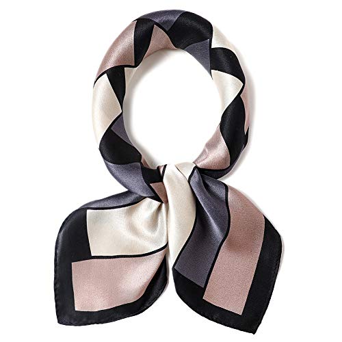 Book Cover ANDANTINO 100% Pure Mulberry Silk Square Scarf for Hair-27'' Women Men Natural Silk Neckerchief Digital Printed Headscarf