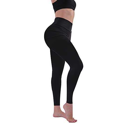 INCHOICE High Waisted Booty Scrunch Leggings for Women and Girls Butt Lifting and Tight Workout Yoga Pants (Large, Black)