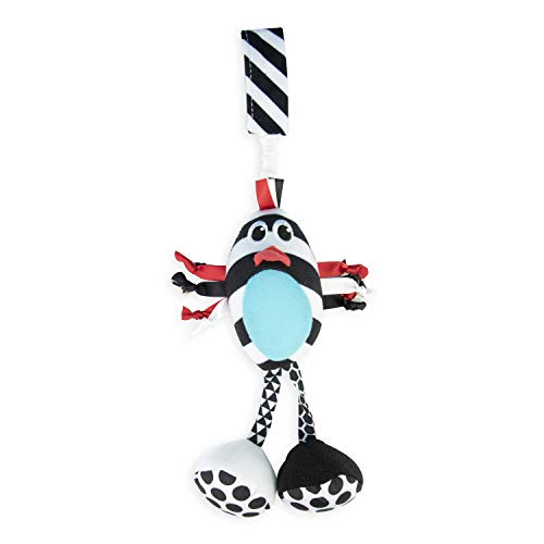 Sassy Black & White Boppin Birdie with Repositional Strap for On-The-Go Fun, Ages 0+ Months