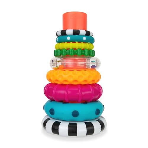 Book Cover Sassy Stacks of Circles Stacking Ring STEM Learning Toy, Age 6+ Months, Multi, 9 Piece Set