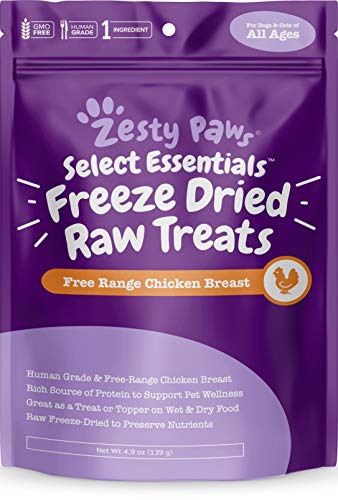 Freeze Dried Chicken Treats for Dogs & Cats - Raw Human Grade & Free Range Chicken Breast - Healthy Dog & Cat Training Snacks + Topper for Wet & Dry Food - Rich Source of Protein & Amino Acids 4.9 oz