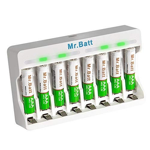 Mr.Batt Rechargeable AAA Batteries 700mAh (8 Pack) with NiMH NiCD AAA AA Rechargeable Battery Charger