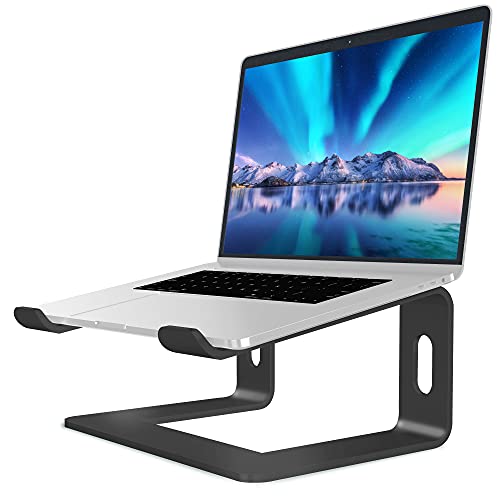 Book Cover Soundance Laptop Stand, Aluminum Computer Riser, Ergonomic Laptops Elevator for Desk, Metal Holder Compatible with 10 to 15.6 Inches Notebook Computer, Black