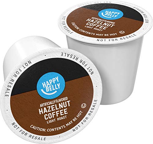 Book Cover Amazon Brand - 100 Ct. Happy Belly Light Roast Coffee Pods, Hazelnut Flavored, Compatible with Keurig 2.0 K-Cup Brewers
