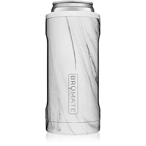 Book Cover BrüMate Hopsulator Slim Double-walled Stainless Steel Insulated Can Cooler for 12 Oz Slim Cans (Carrara)
