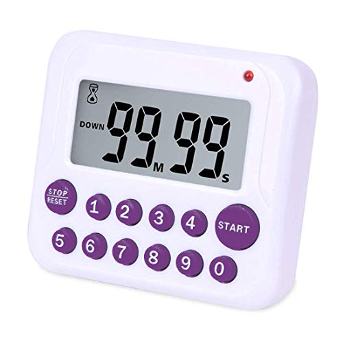 TuoPuLife Digital Kitchen Timer, Simultaneous Cooking Timing Countdown Up Pocket Timer, Large Led Display, Loud Alarm, Memory Stopwatch Function, Magnetic Back (Battery Included) (1 Pack)