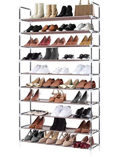 Book Cover Sable Shoe Rack, Upgraded 10 Tier Shoe Rack with Spare Parts, Tower Cabinet Storage Organizer Holds up to 50 Pairs of Shoes, DIY Assembly - No Tools Required