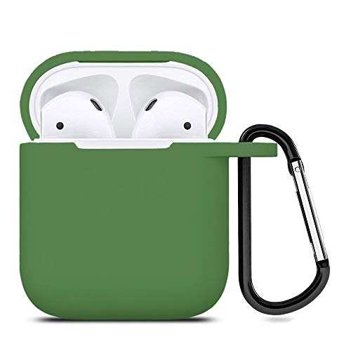 ZALU Compatible for AirPods Case with Keychain, Shockproof Protective Premium Silicone Cover Skin for AirPods Charging Case 2 & 1 (Airpods 1, Grass Green)