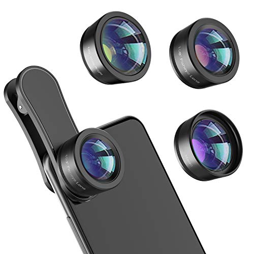 Phone Camera Lens,Upgraded 3 in 1 Phone Lens kit-198° Fisheye Lens + Macro Lens + 120° Wide Angle Lens,Clip on Cell Phone Lens Kit Compatible with Most Phones,Most Smartphones