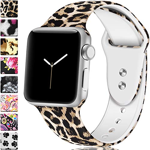 Laffav Compatible with Apple Watch Band 40mm 38mm 44mm 42mm for Women Men, Soft Silicone Sport Pattern Band Replacement Strap for iWatch Apple Watch Series 4 3 2 1