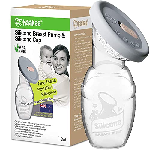 Book Cover Haakaa Manual Breast Pump Breastfeeding Pump 4oz/100ml+Lid Food Grade Silicone 1 PC