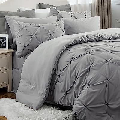 Book Cover Bedsure Comforter for Queen Bed Queen Comforter Set Bed in A Bag Grey 8 Pieces - 1 Queen Comforter (88x88 Inches), 2 Pillow Shams, 1 Flat Sheet, 1 Fitted Sheet, 1 Bed Skirt, 2 Pillowcases