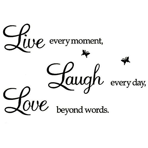 Book Cover Rertcioph Live Every Moment,Laugh Every Day,Love Beyond Words,Wall Sticker Motivational Wall Decals,Family Inspirational Wall Stickers Quotes