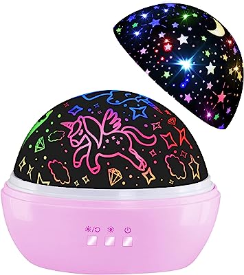 Book Cover Night Light for Kids,Unicorn Night Light&Star Projector Gifts for Kids Toddlers, Toys for 3-8 Years Old Girls,Baby Nursery Night Lamp 16 Colors Rotating Unicorn Lights for Girls Bedroom