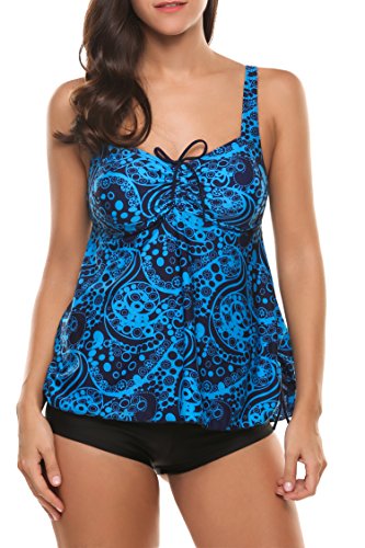 ELOVER Women's 2 Piece Swimsuit Printed Tankini Set Swimwear Bathing Suits