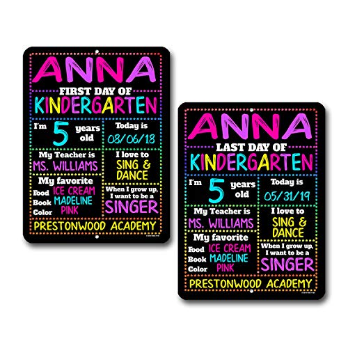 Honey Dew Gifts Chalkboard Style School Photo Prop Board, Kindergarten, Preschool, Reusable Tin Sign (First and Last Day HDG-1145 9x12)