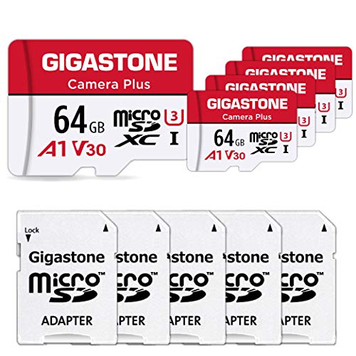 Book Cover Gigastone 64GB 5-Pack Micro SD Card, Camera Plus, Nintendo-Switch Compatible, High Speed 95MB/s, 4K Video Recording, Micro SDXC UHS-I A1 Class 10