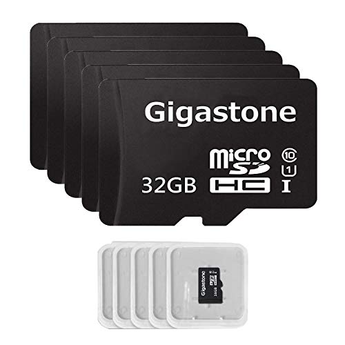 Gigastone Micro SD Card 32GB 5-Pack Micro SDHC U1 C10 High Speed Memory Card Class10 Uhs Full HD Video Nintendo Gopro Camera Samsung Canon Nikon DJI Drone - Black