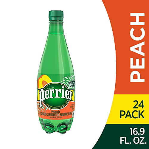 Perrier Peach Flavored Carbonated Mineral Water, 16.9 fl oz. Plastic Bottles (24Count)