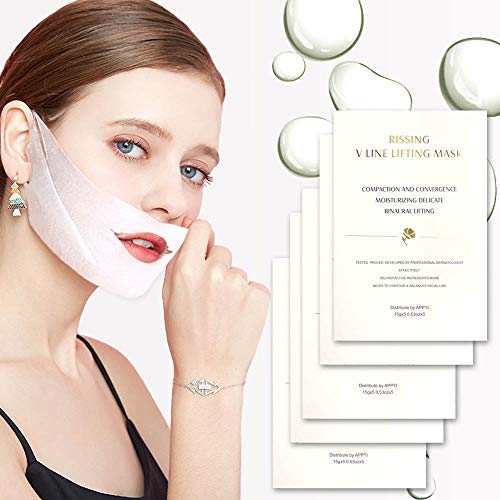 V Line Face Lift and Double Chin Reducer Intense Lifting Layer Mask, Lifting Patch for Chin Up & V Line, Double Chin Mask-V Lifting Chin Mask-Chin Up Mask 5pcs
