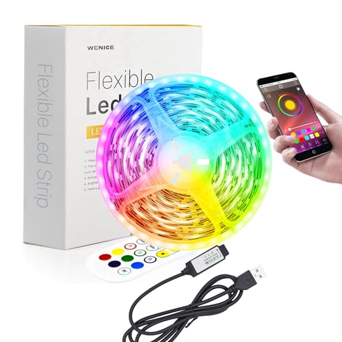 WENICE TV Backlight 17.3ft for 80,82,85in TV 4/Four Sides,USB LED Strip Lights Kit with Remote - 16 Color 5050 LEDs Bias Lighting for HDTV(no Waterproof)