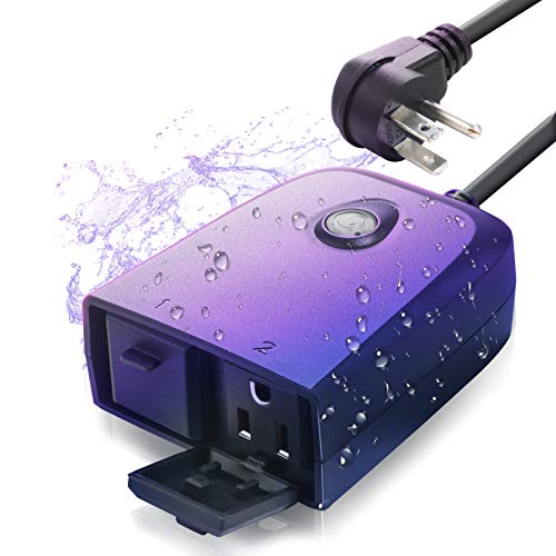 Smart WiFi Outdoor Plug, Smart Outlet Compatible with Alexa, Google Home, IFTTT, Timer and Remote Control, IP55 Waterproof, Over-Current Protection, Smart Outdoor Switch with Energy Monitoring