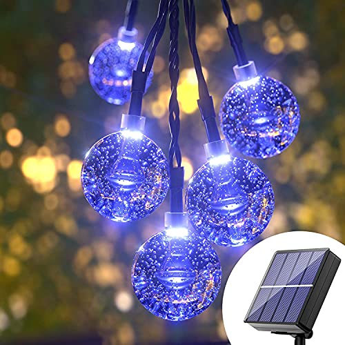 Book Cover Solar String Lights Outdoor, White Fairy Lights Waterproof for Patio Yard Trees Christmas Wedding Party (Blue,1 Pack)