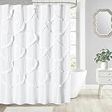 DOSLY IDÉES White Ruffle Fabric 72x78 Shower Curtain for Women,Girl,Mermaid Pattern,Farmhouse,Country Rustic,Cute,Washable and Waterproof