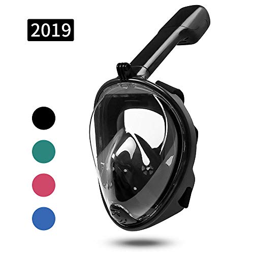 MOUNTDOG Snorkel Mask Full Face Snorkeling Mask with Panoramic View and Action Camera Mount,Anti-Fog and Anti-Leak Design Dive Mask for Adults and Youth (Black, L/XL)