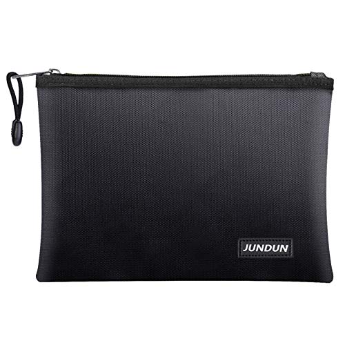 JUNDUN Fireproof Document Bags,13.4â€x 9.4â€Waterproof and Fireproof Money Bag,Fireproof Safe Storage Pouch with Zipper for A4 Document Holder,File,Cash and Tablet